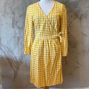 Gingham Cottagecore Feminine Summer Picnic Wrap Pleated Dress Sz M